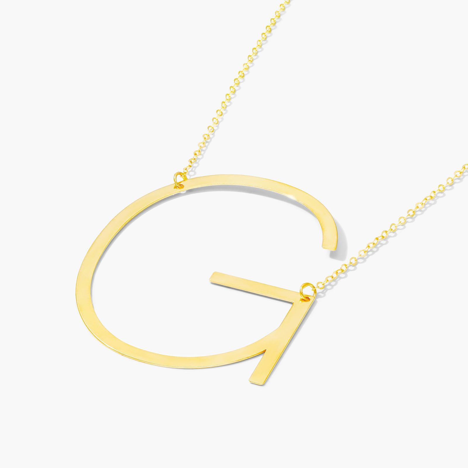 14K Yellow Gold Large Initial G Necklace