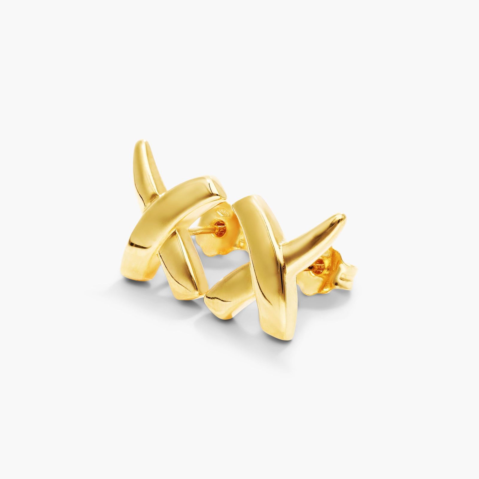 Crossover Stud Earrings In 14K Yellow Gold