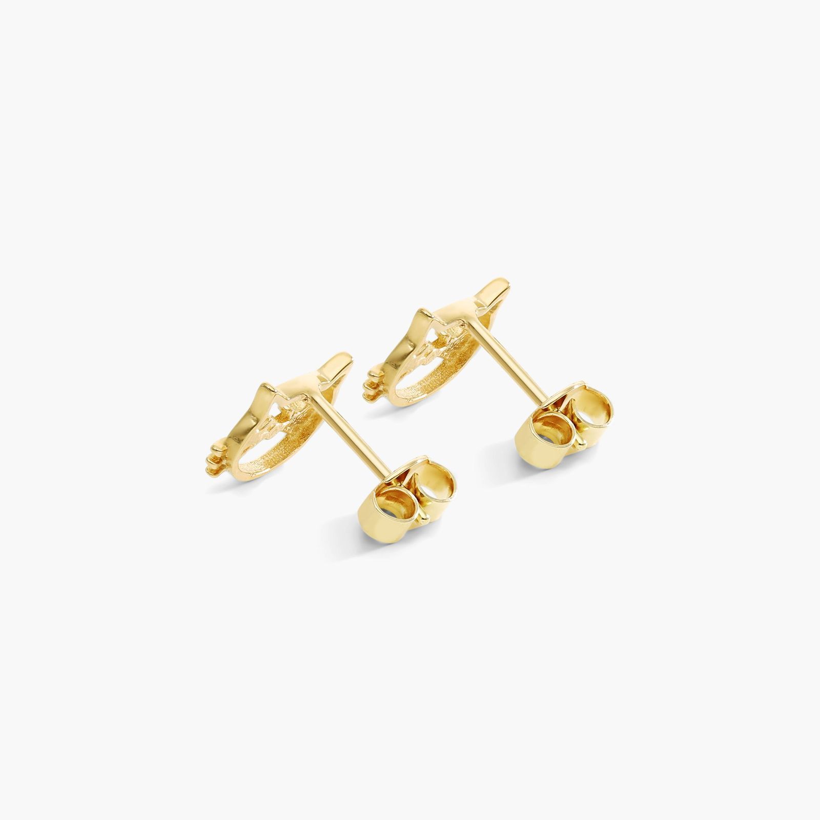 Kitty Cat Stud Earrings In 14K Yellow Gold