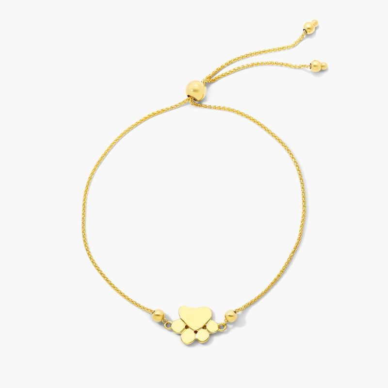 Paw Print Bolo Bracelet In 14K Yellow Gold