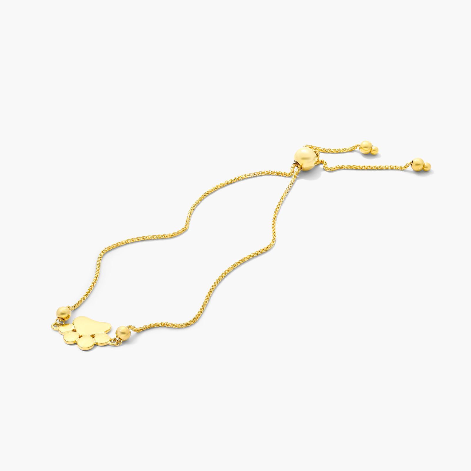Paw Print Bolo Bracelet In 14K Yellow Gold