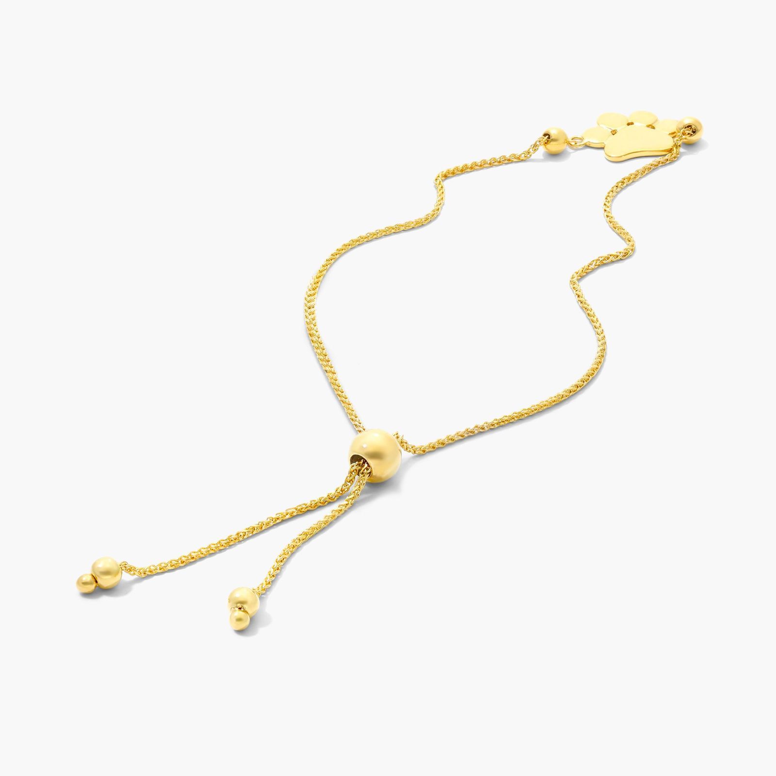 Paw Print Bolo Bracelet In 14K Yellow Gold