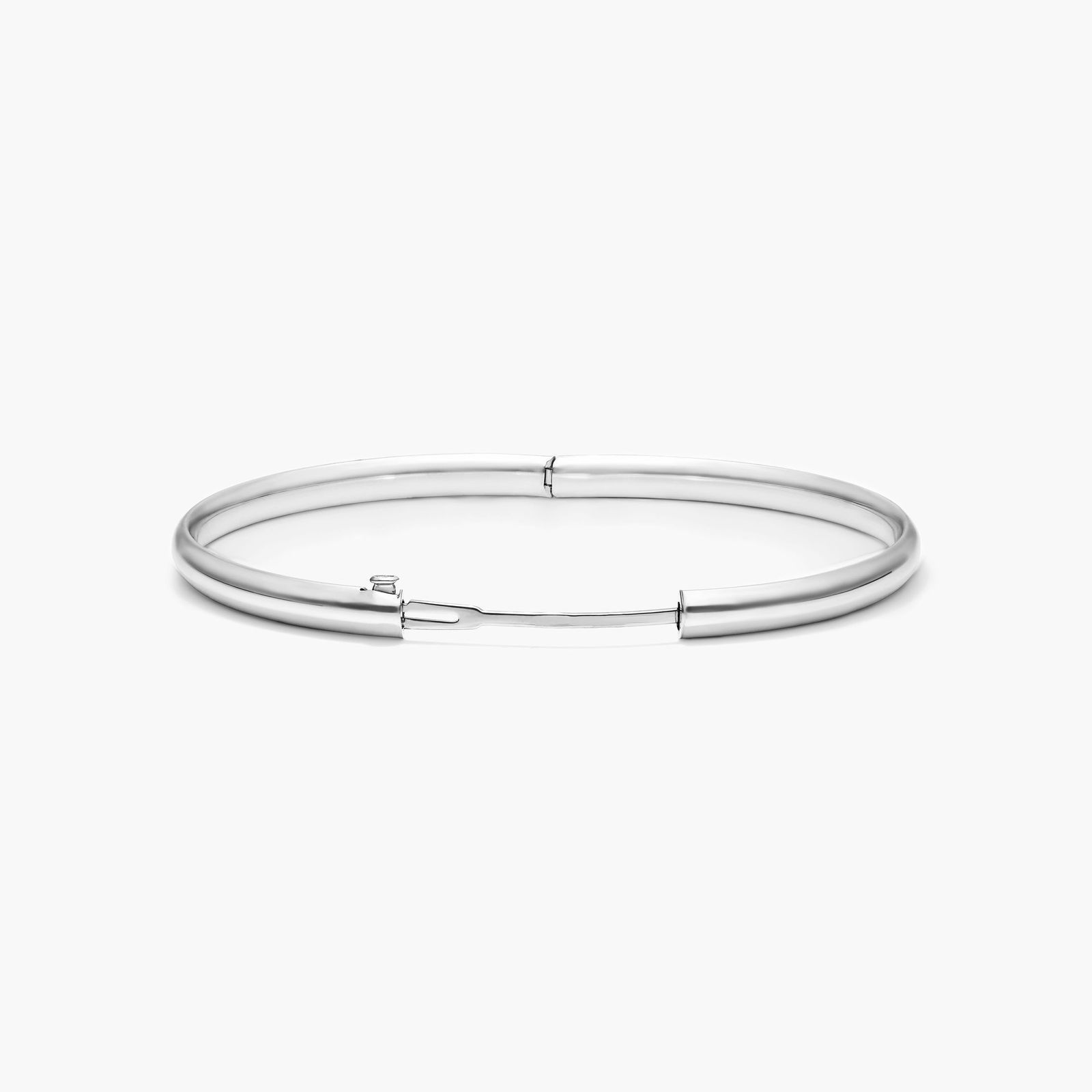 Polished Bangle Bracelet In 14K White Gold