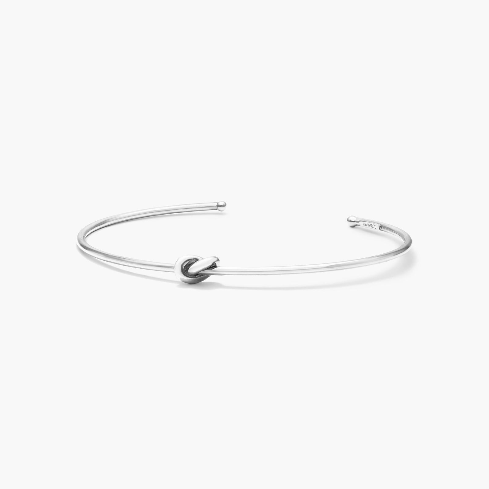 14K White Gold Love Knot Cuff Bangle