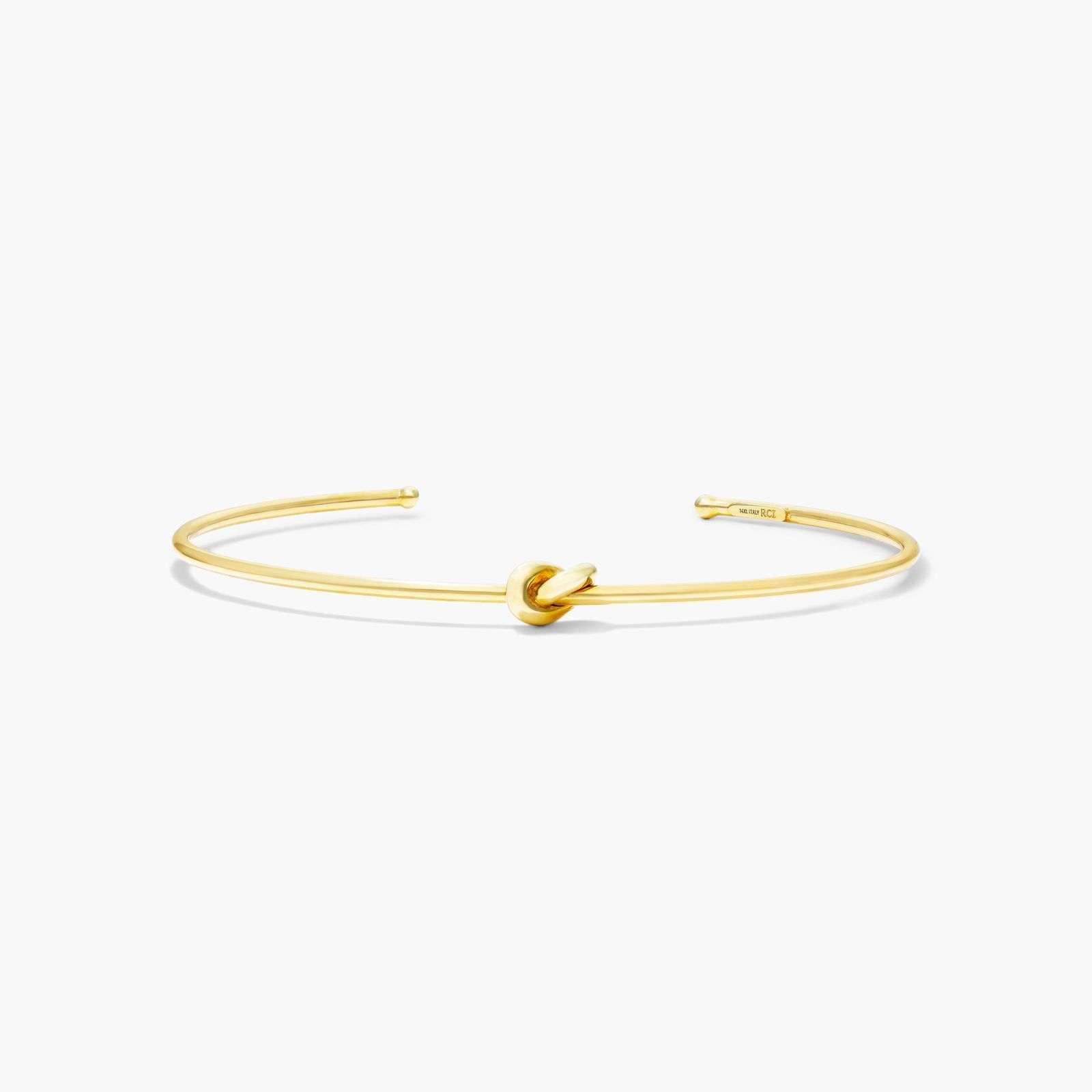 Love Knot Cuff Bangle Bracelet In 14K Yellow Gold-95218y14