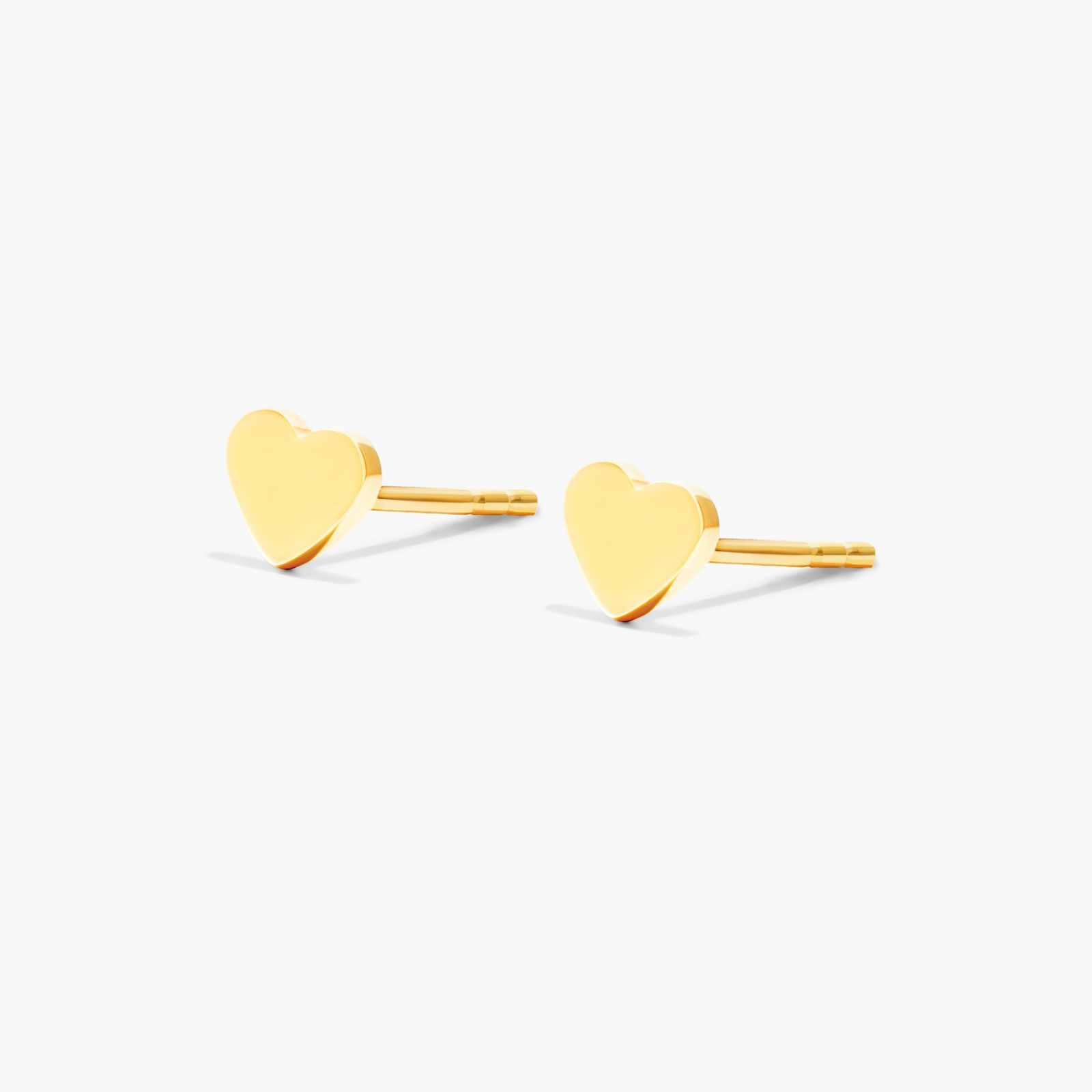 Heart Flat Stud Earrings In 14K Yellow Gold