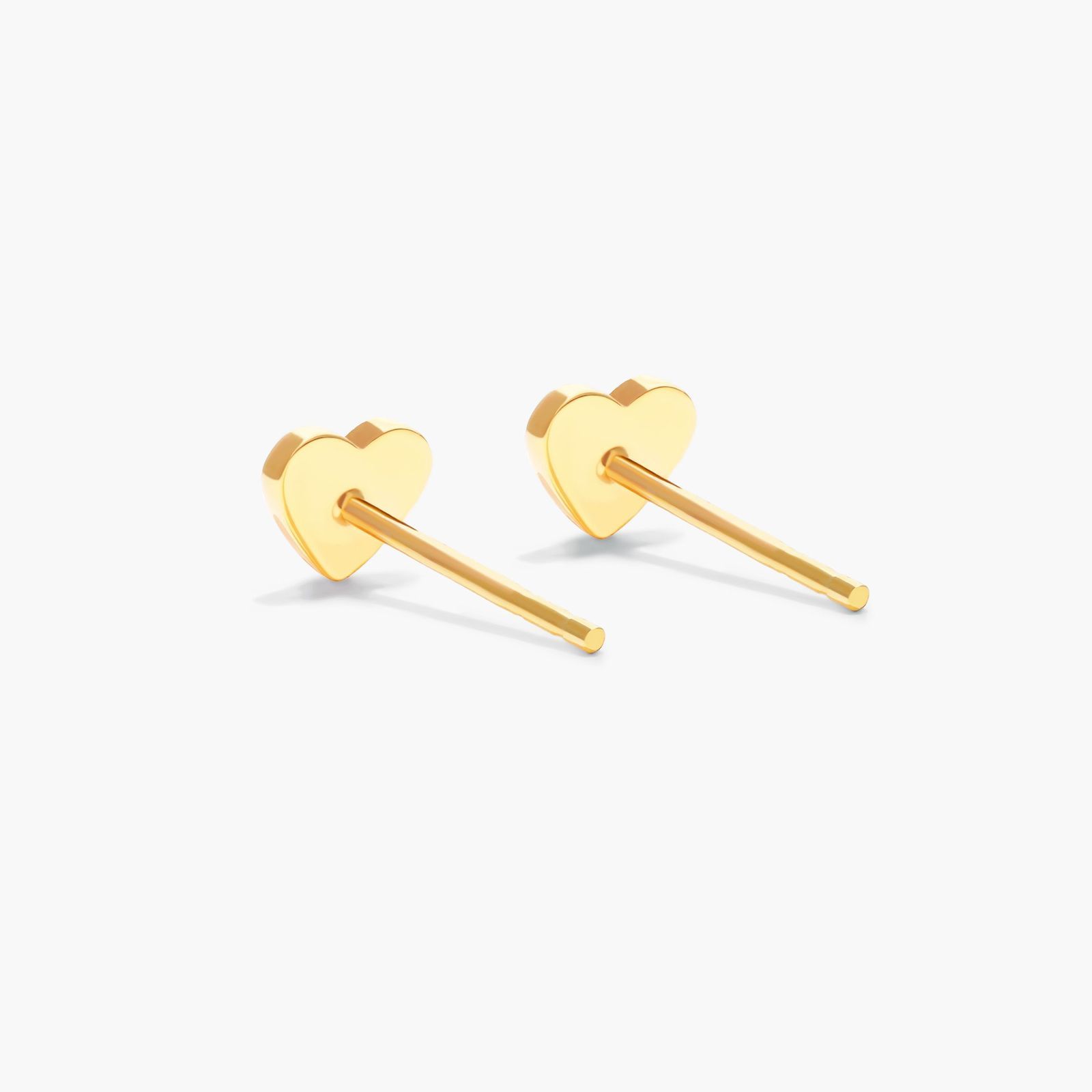 Heart Flat Stud Earrings In 14K Yellow Gold