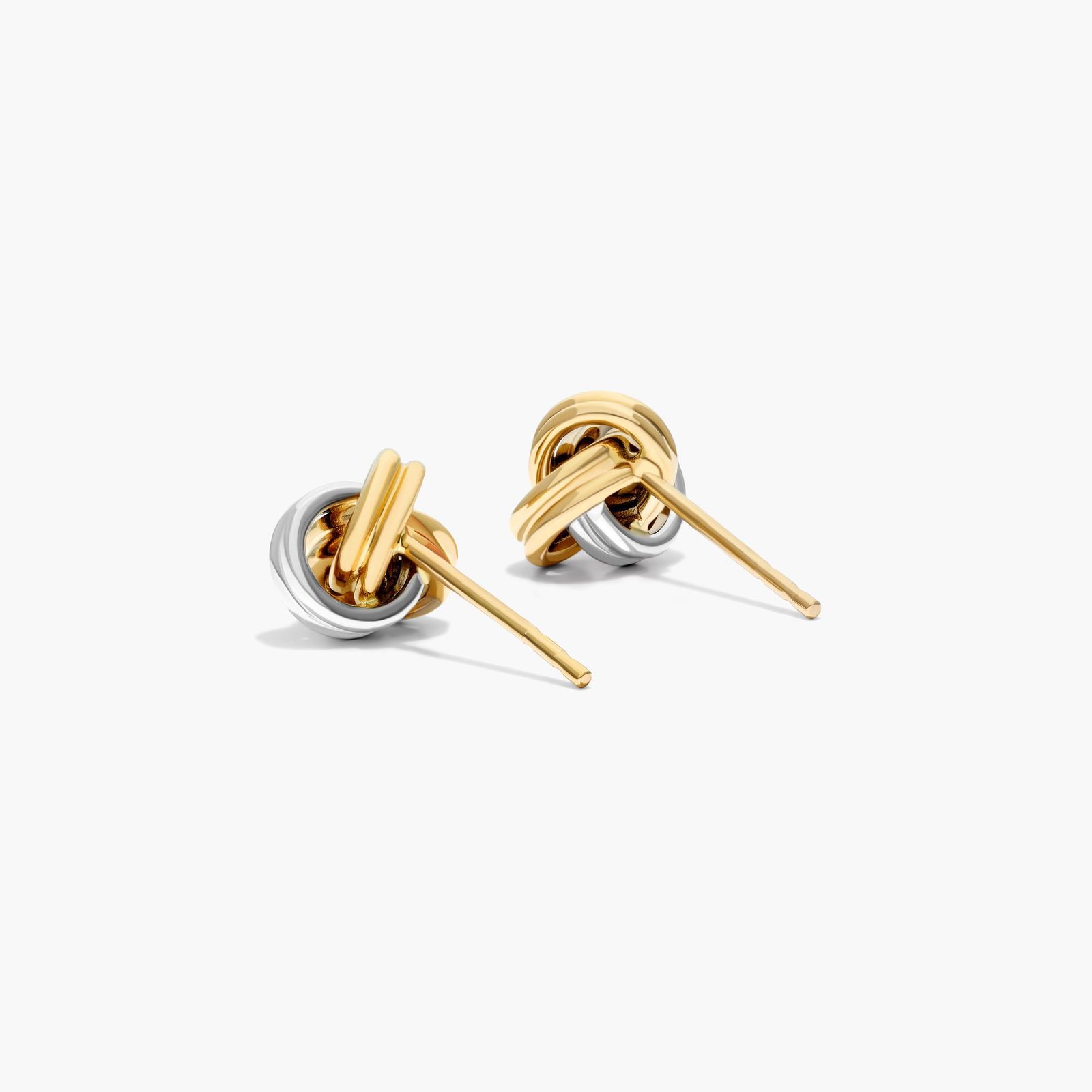 Love Knot Stud Earrings In 14K Yellow And White Gold
