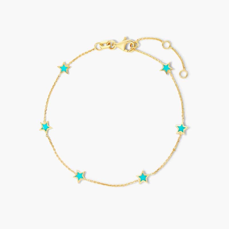 Enamel Star Station Bracelet In 14K Yellow Gold