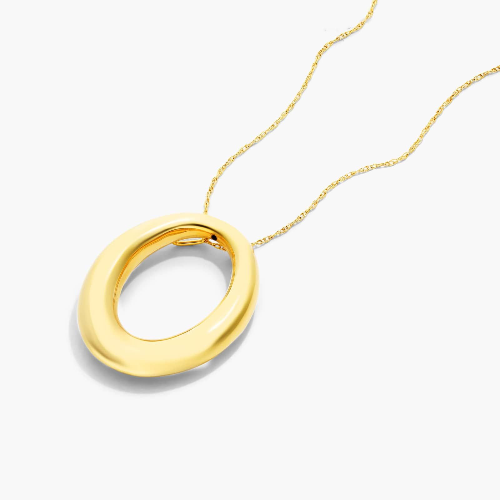 14K Yellow Gold Ellipse Pendant Necklace