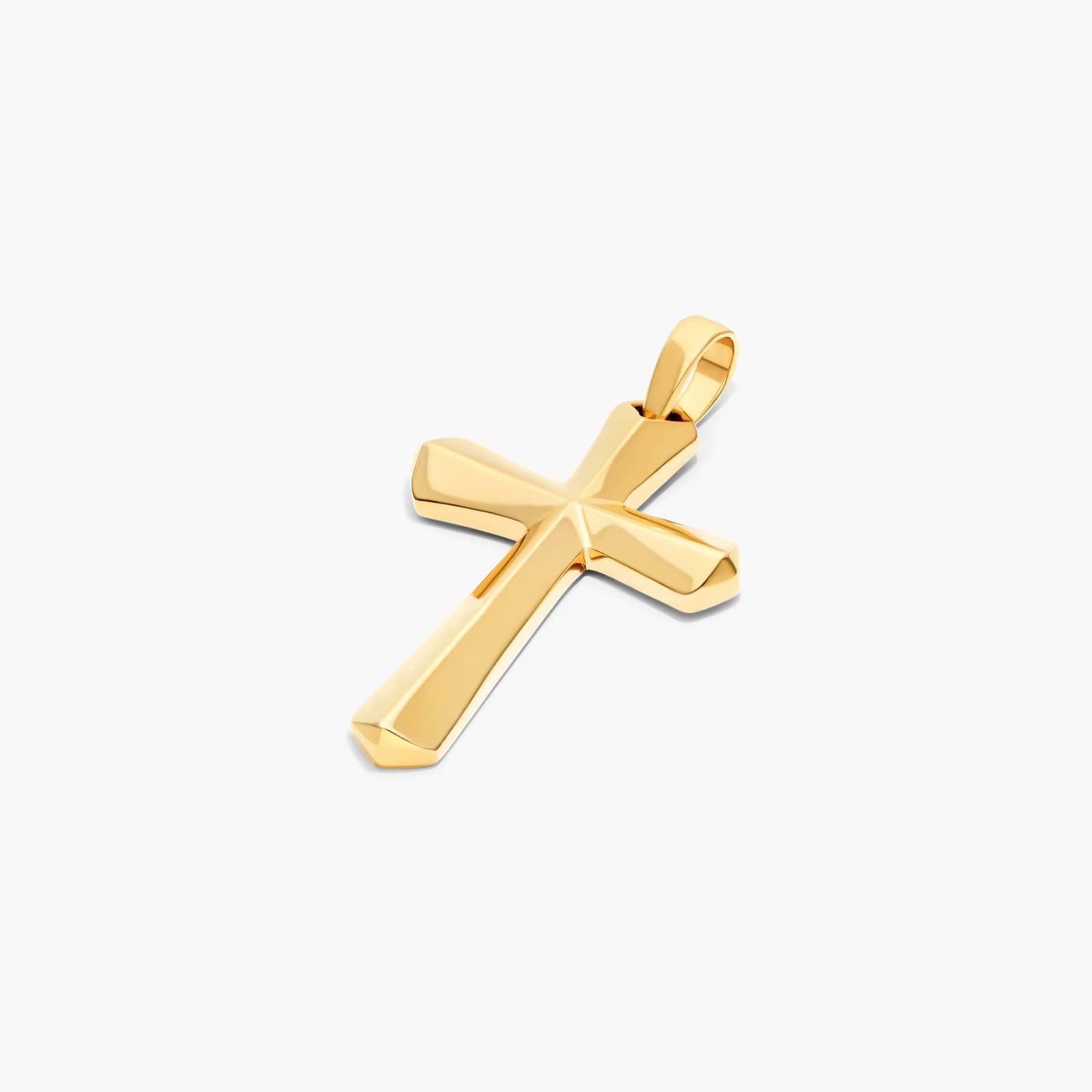14K Yellow Gold Knife Edge Design Cross