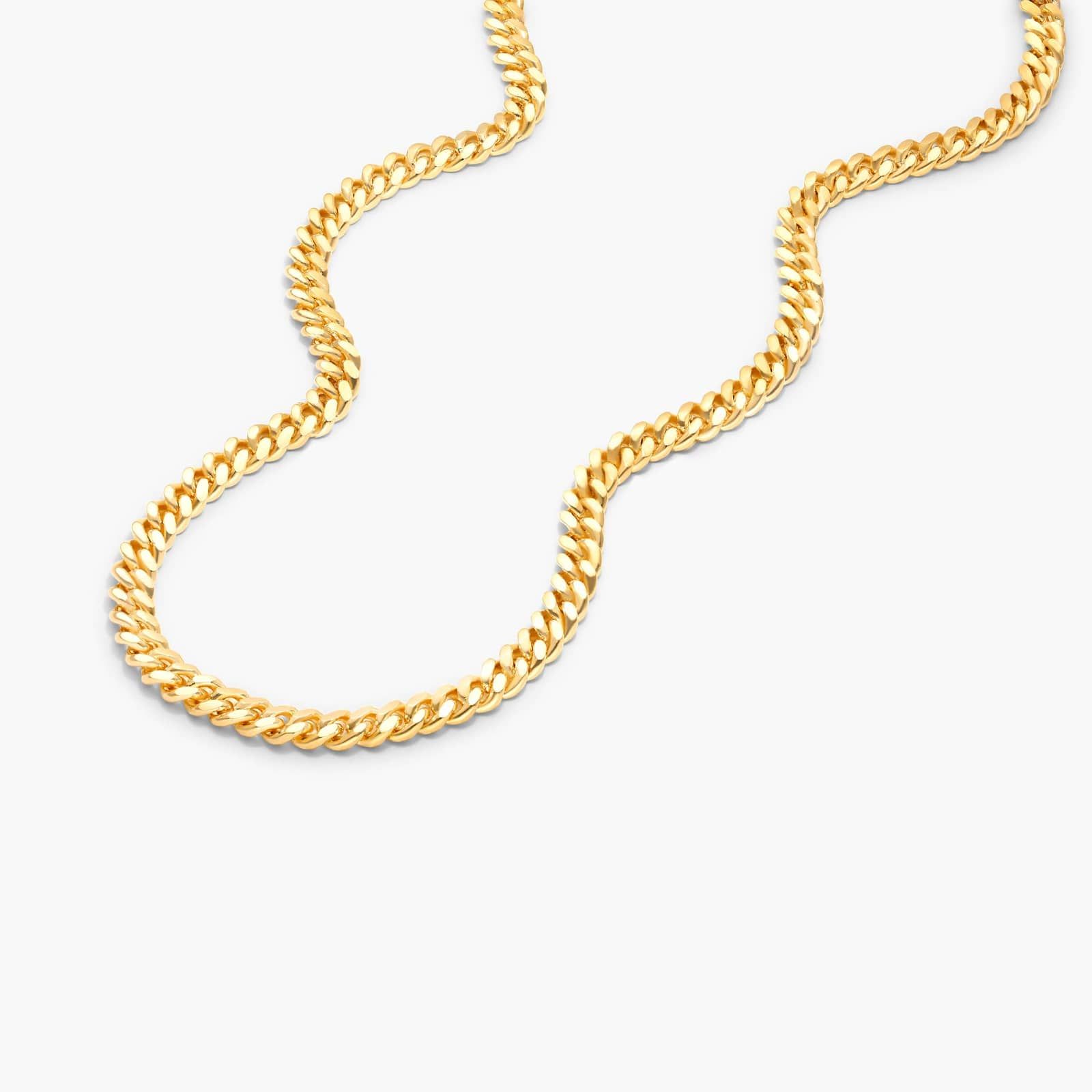 14K Yellow Gold Solid 3.5mm Miami Cuban Chain Necklace - 18 inches