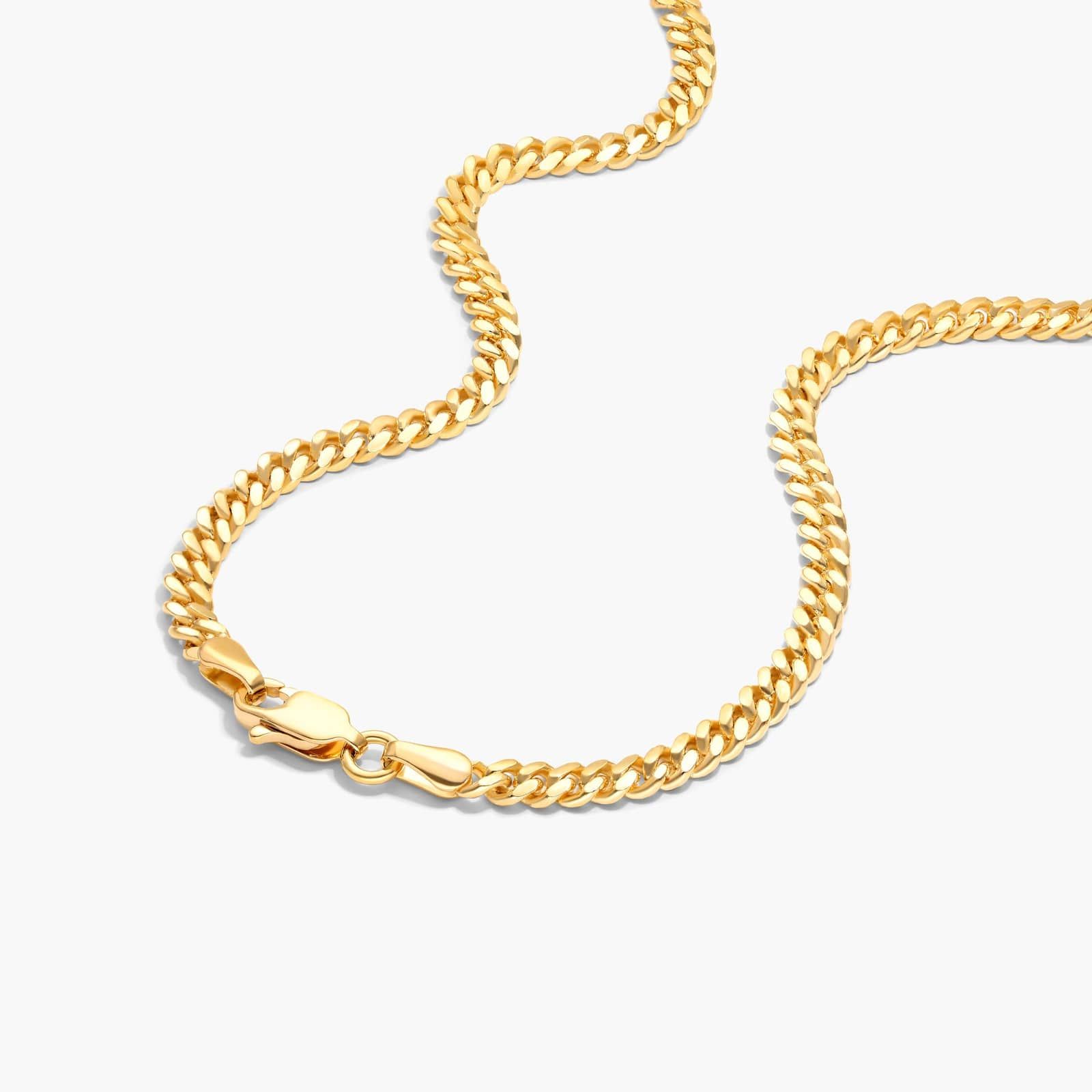 14K Yellow Gold Solid 3.5mm Miami Cuban Chain Necklace - 18 inches