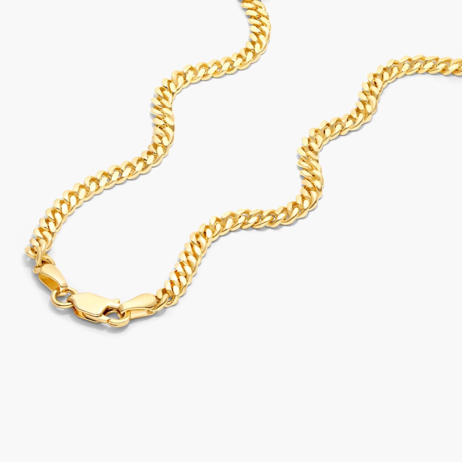 14K Yellow Gold Solid 3.5mm Miami Cuban Chain Necklace - 20 inches