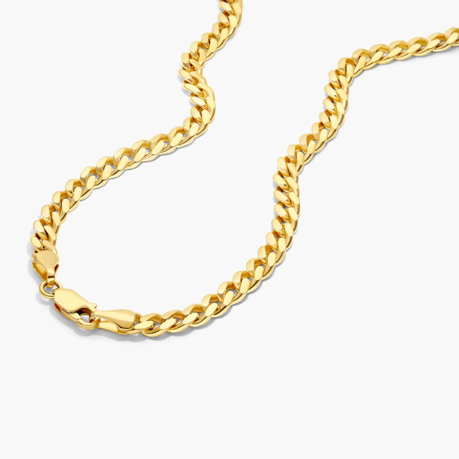 14K Yellow Gold Solid 5mm Miami Cuban Chain Necklace - 22 inches