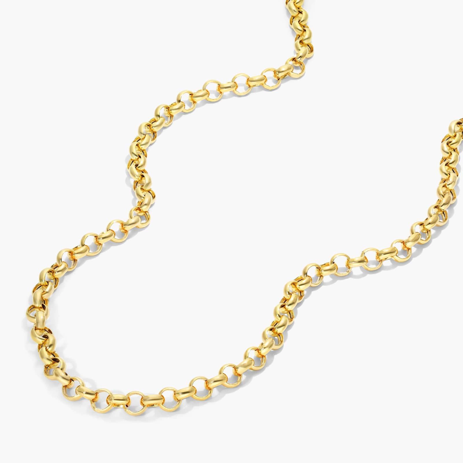 14K Yellow Gold 3.8mm Light Rolo Chain Necklace - 18 inches