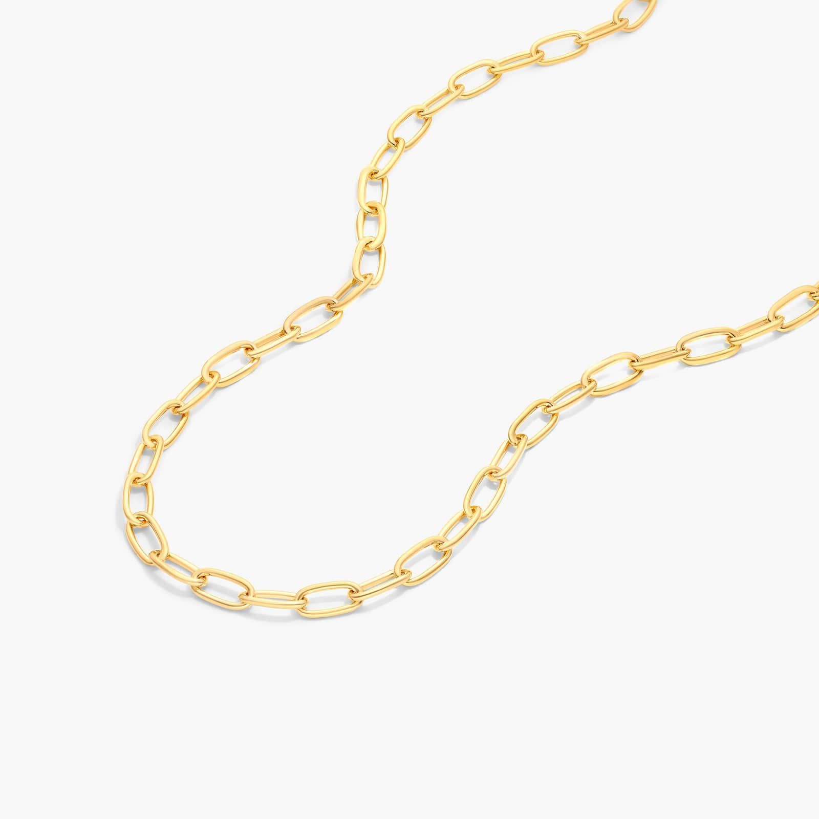14K Yellow Gold 3.45mm Paper Clip Chain Necklace - 18 inches