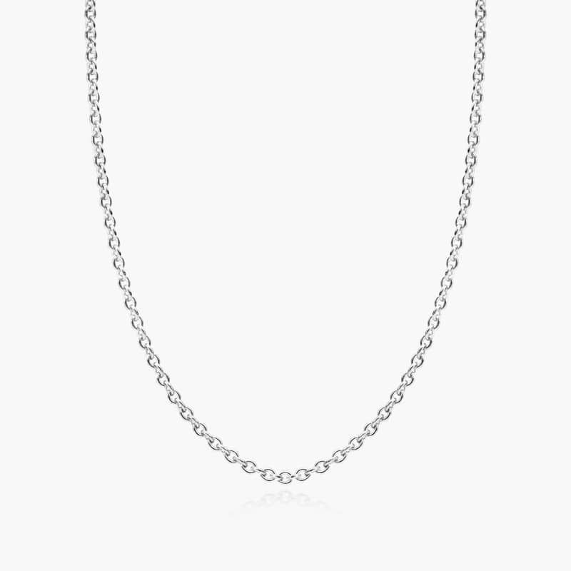 14K White Gold 1.5mm Cable Chain Necklace - 18 inches