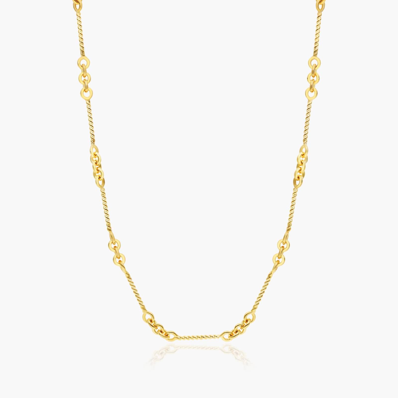 14K Yellow Gold Twisted Bar Cable Chain Necklace-95272i180y14