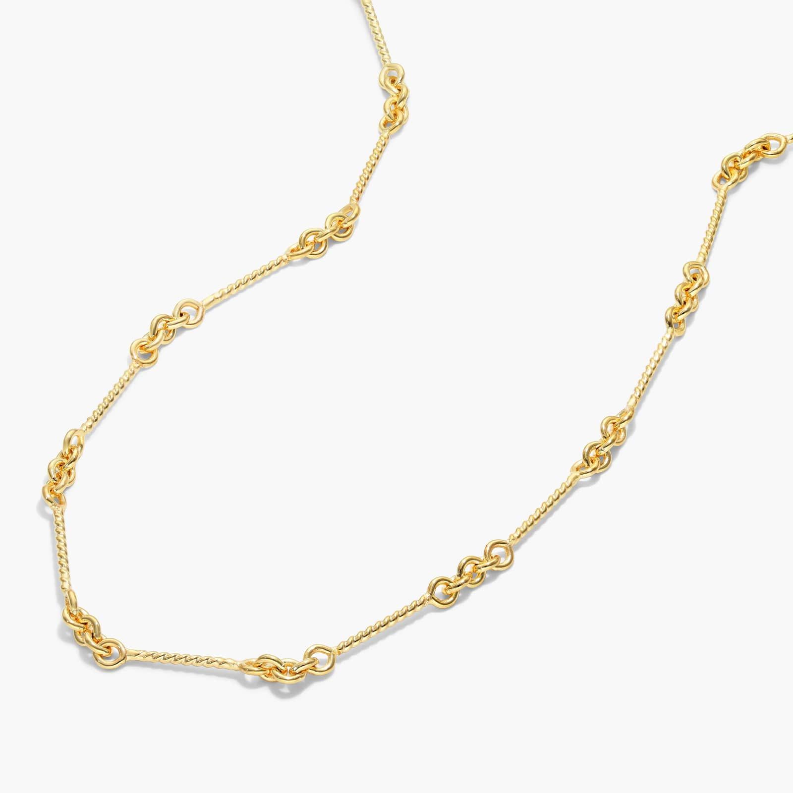 14K Yellow Gold Twisted Bar Cable Chain Necklace