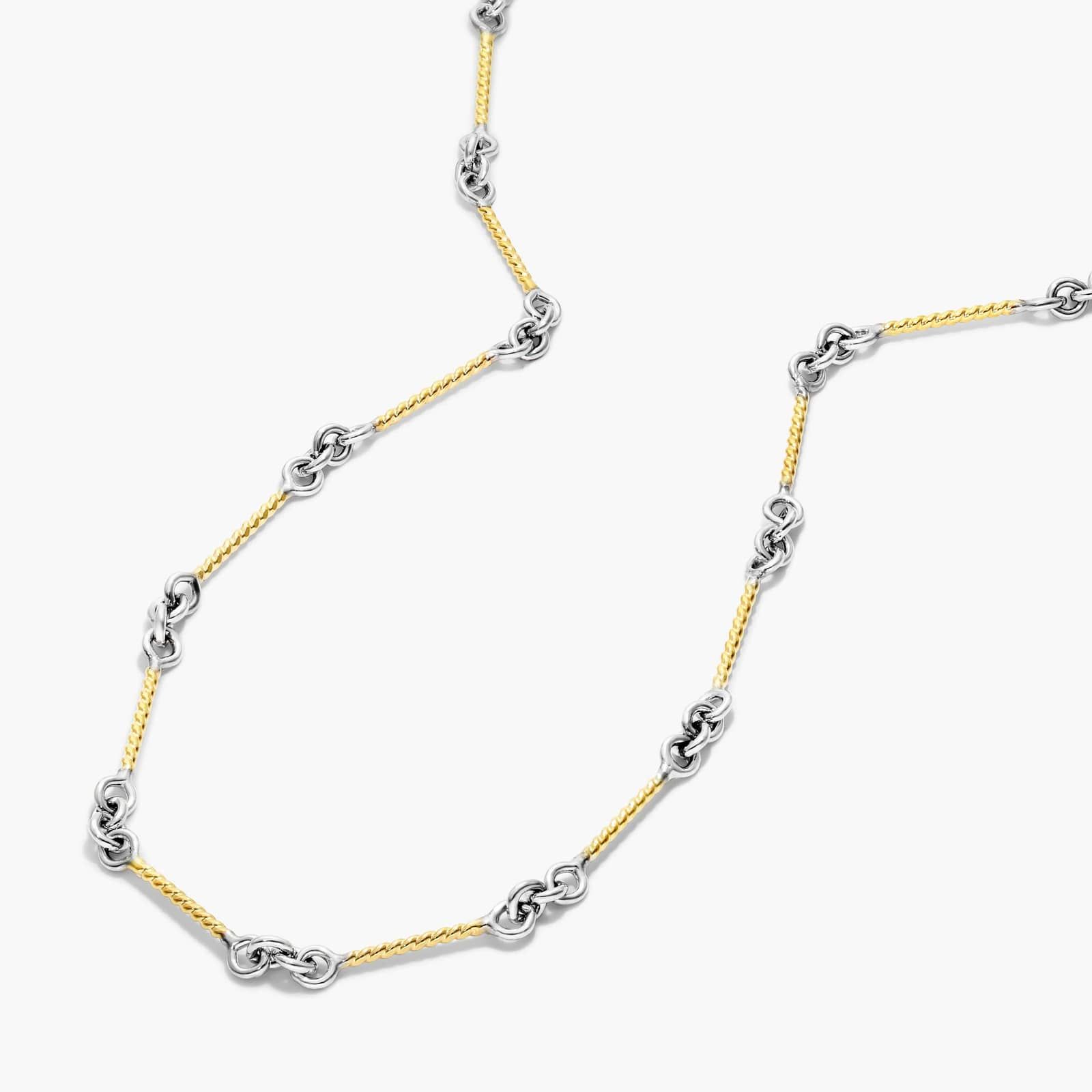 14K White and Yellow Gold Twisted Bar Cable Chain Necklace