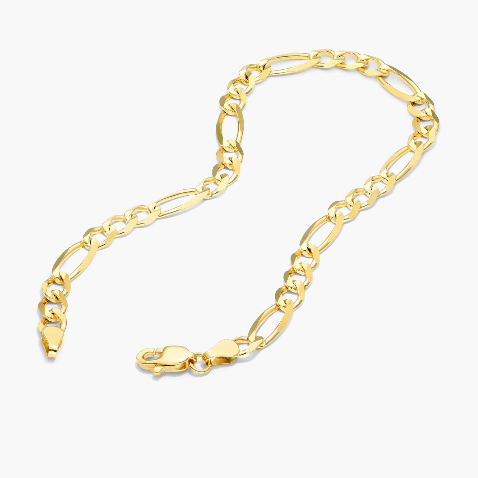 Figaro Chain Bracelet In 14K Yellow Gold (7")