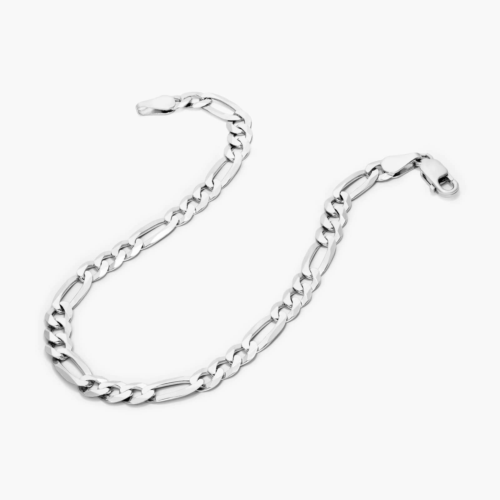 Figaro Chain Bracelet In  Sterling Silver (8.5")