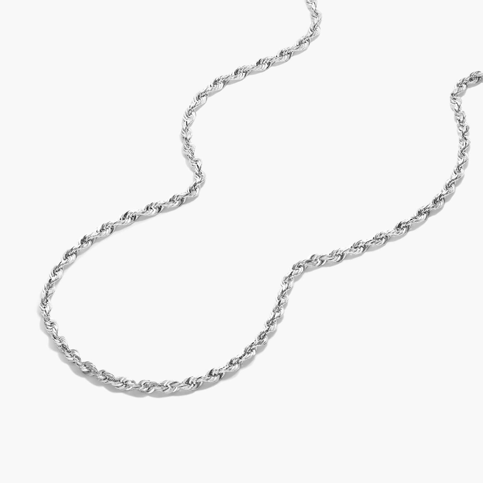 14K White Gold 1.6mm Rope Chain Necklace - 16 inches