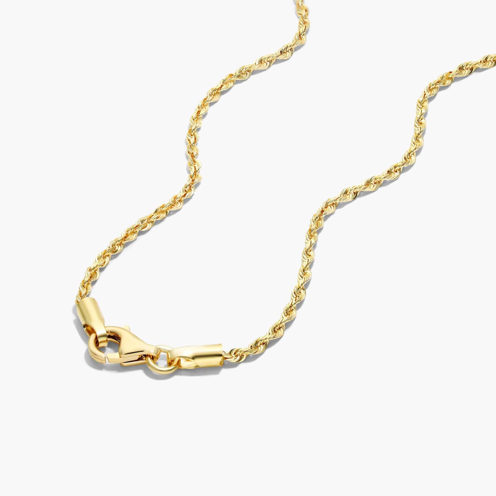 14K Yellow Gold 1.6mm Rope Chain Necklace - 16 inches