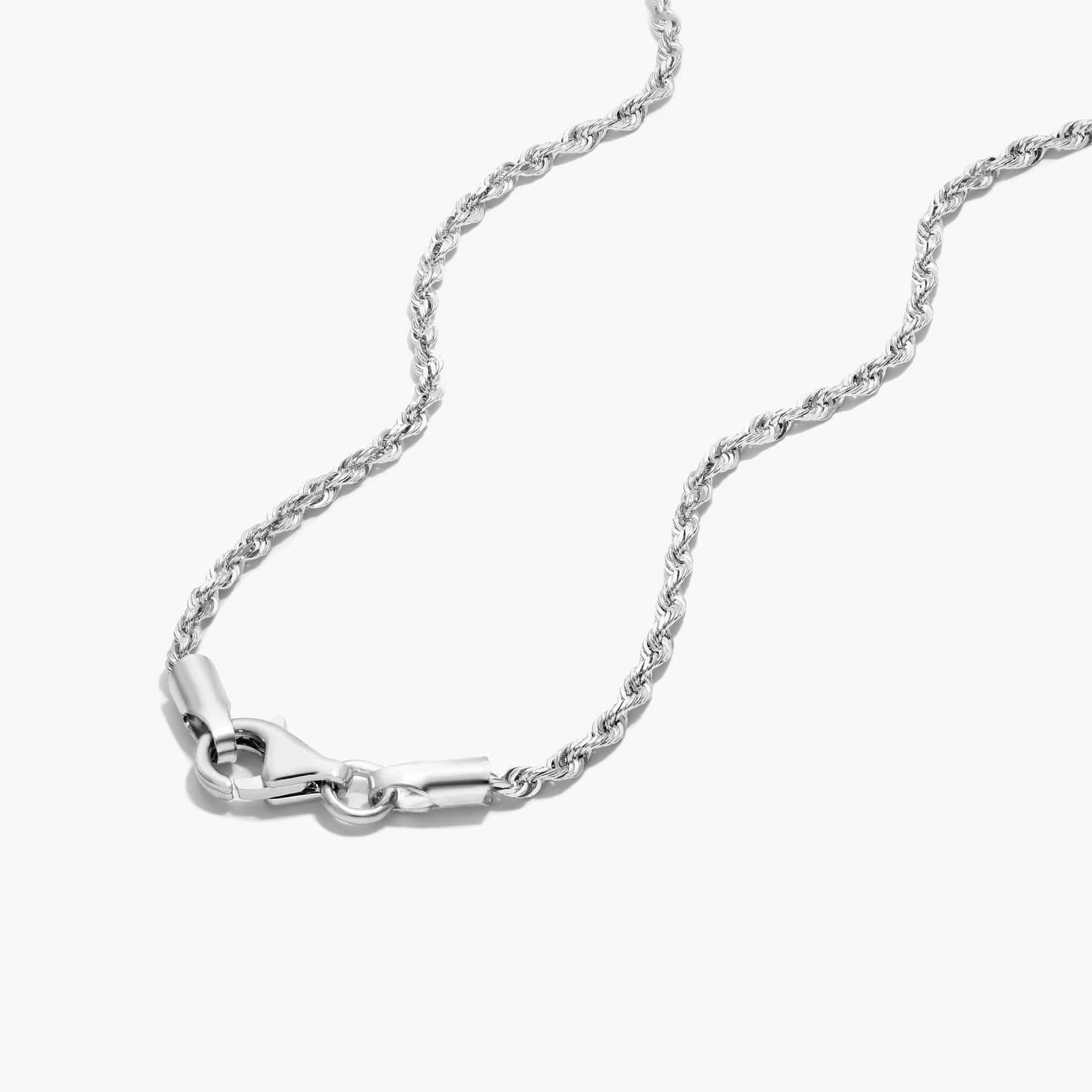 14K White Gold 1.6mm Rope Chain Necklace - 20 inches