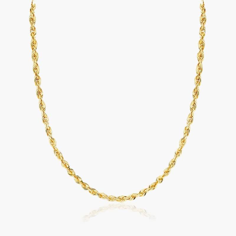 14K Yellow Gold 1.6mm Rope Chain Necklace - 20 inches