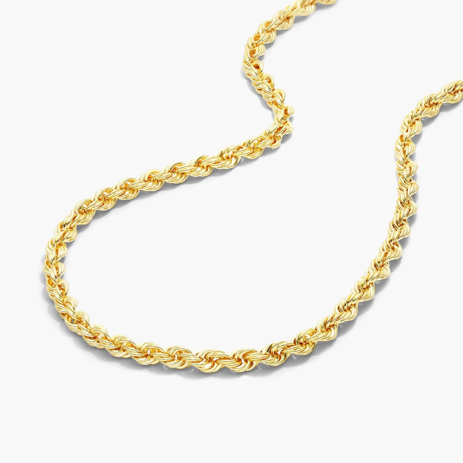 14K Yellow Gold Solid 2.5mm Rope Chain Necklace - 22 inches