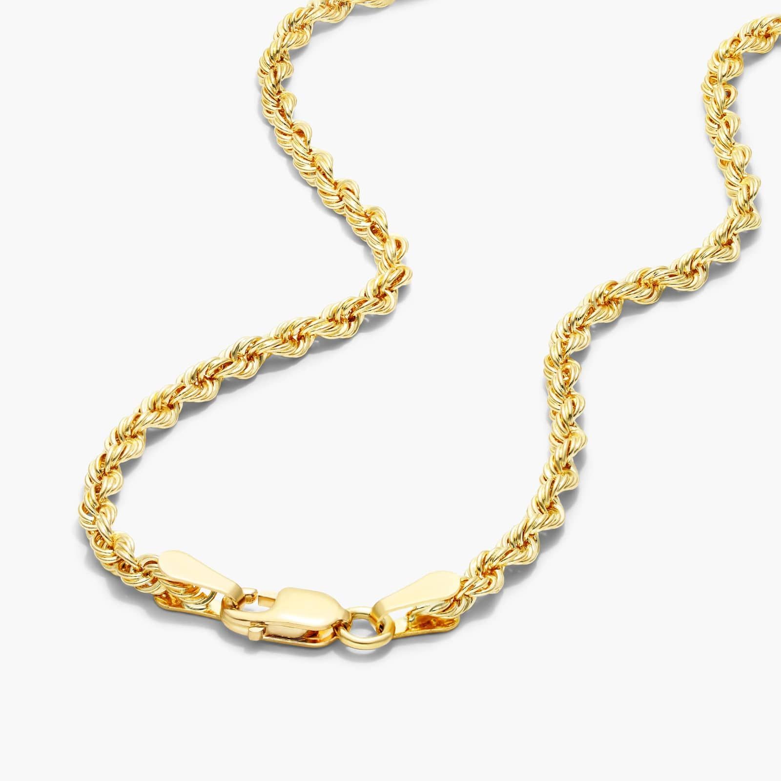 14K Yellow Gold Solid 2.5mm Rope Chain Necklace - 22 inches