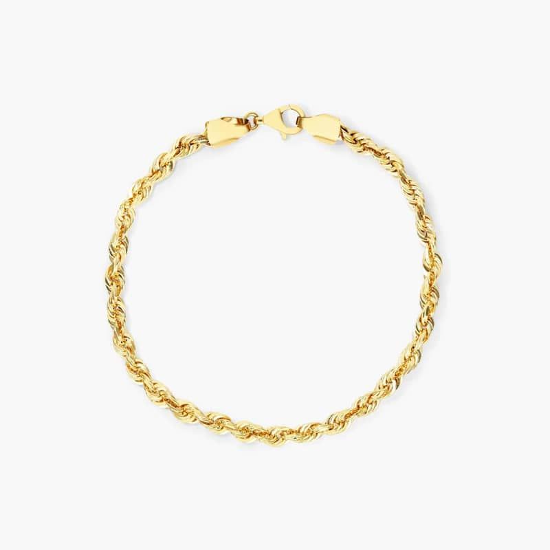 Solid Rope Chain Bracelet In 14K Yellow Gold (8")