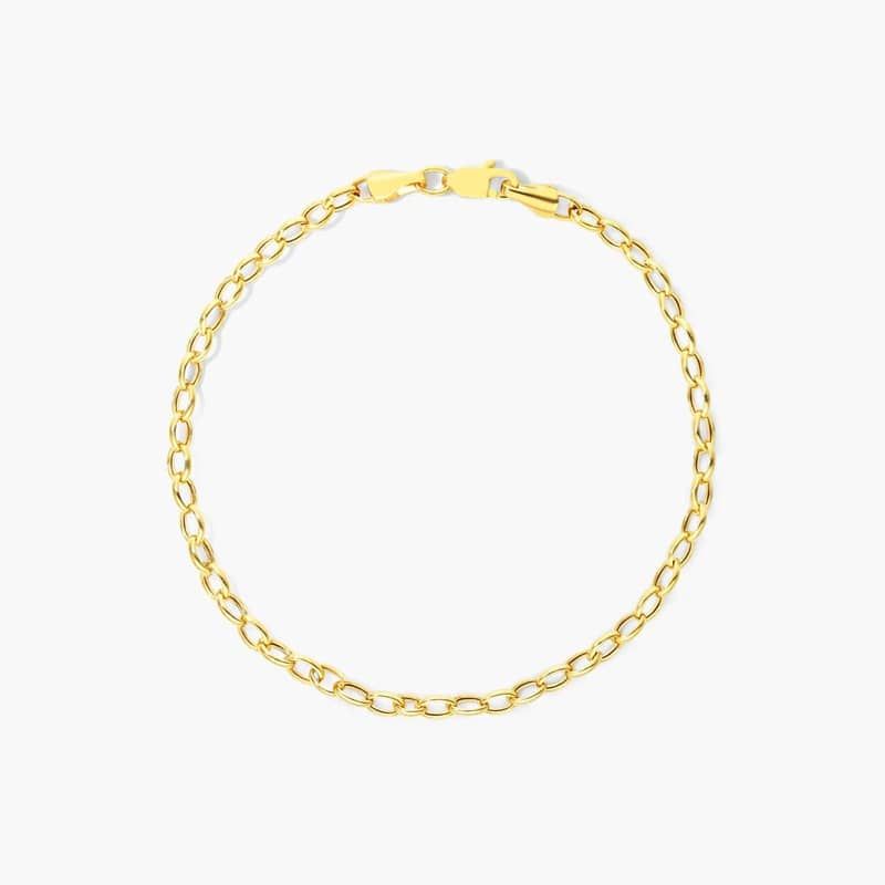 Oval Rolo Chain Bracelet In 14K Yellow Gold (7")
