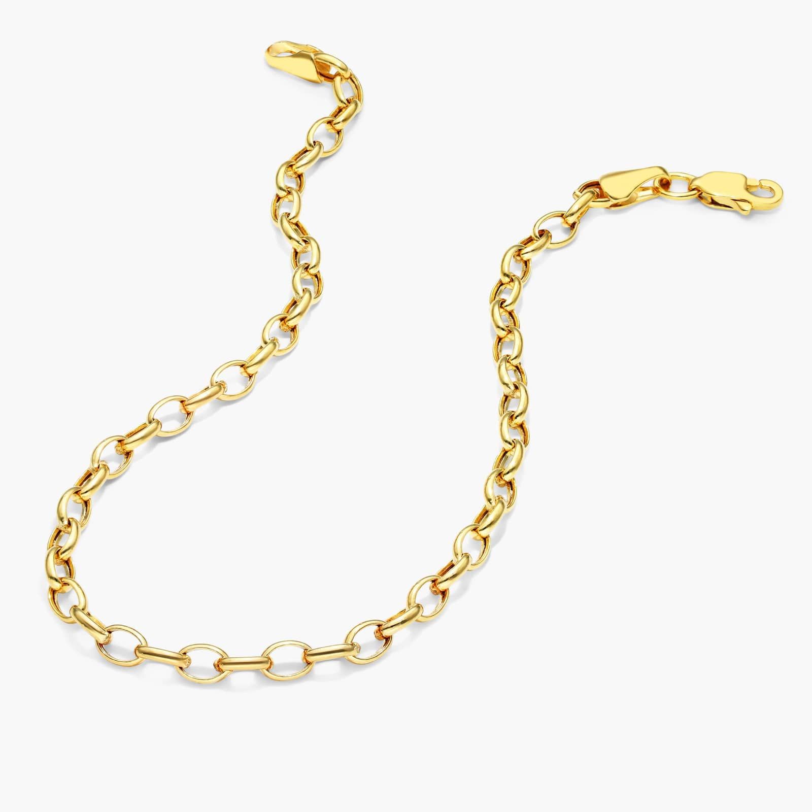 Oval Rolo Chain Bracelet In 14K Yellow Gold (7")