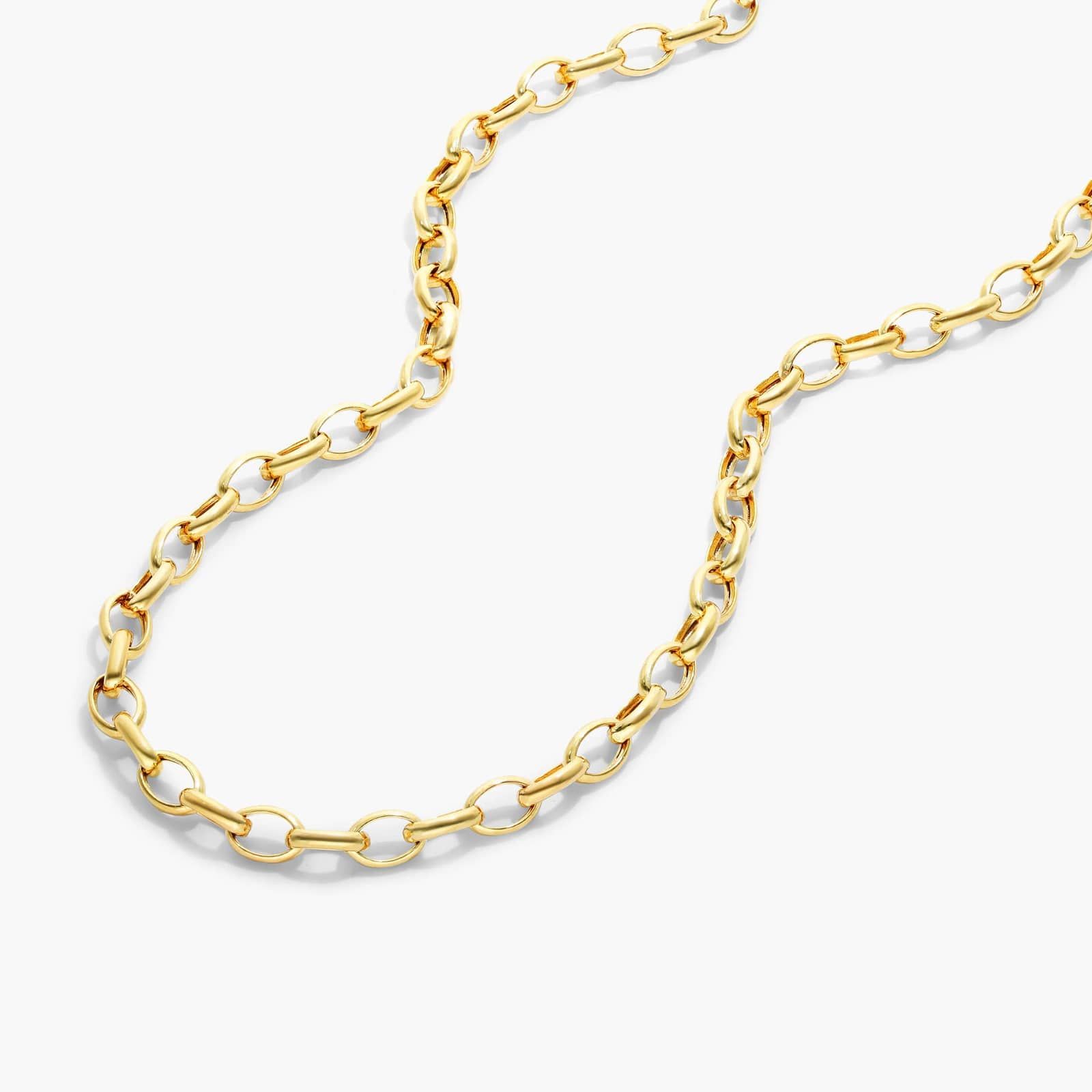 14K Yellow Gold 3.2mm Oval Rolo Chain Necklace - 18 inches