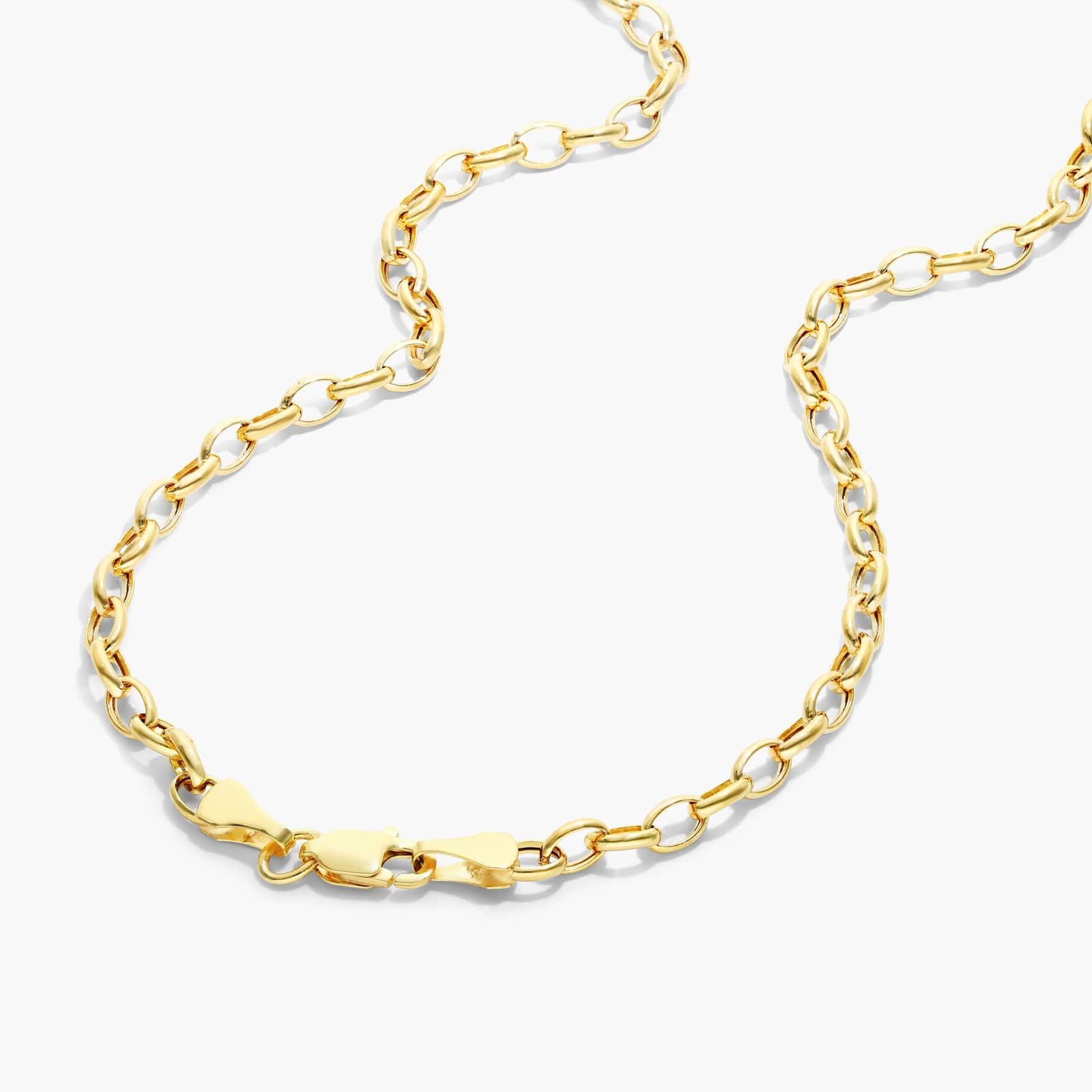 14K Yellow Gold 3.2mm Oval Rolo Chain Necklace - 18 inches