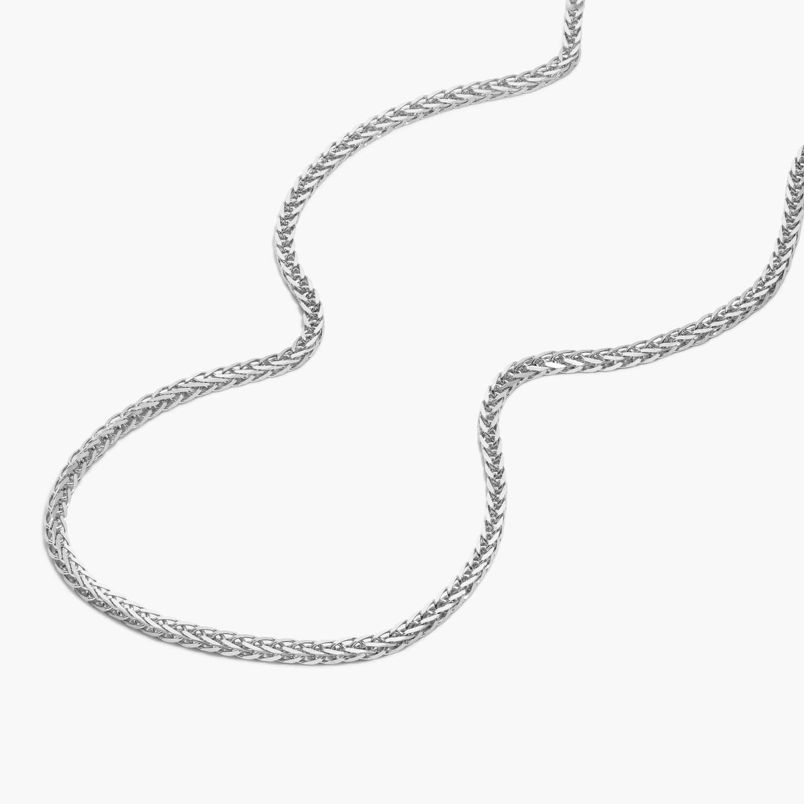 14K White Gold 1.8mm Wheat Chain Necklace - 18 inches