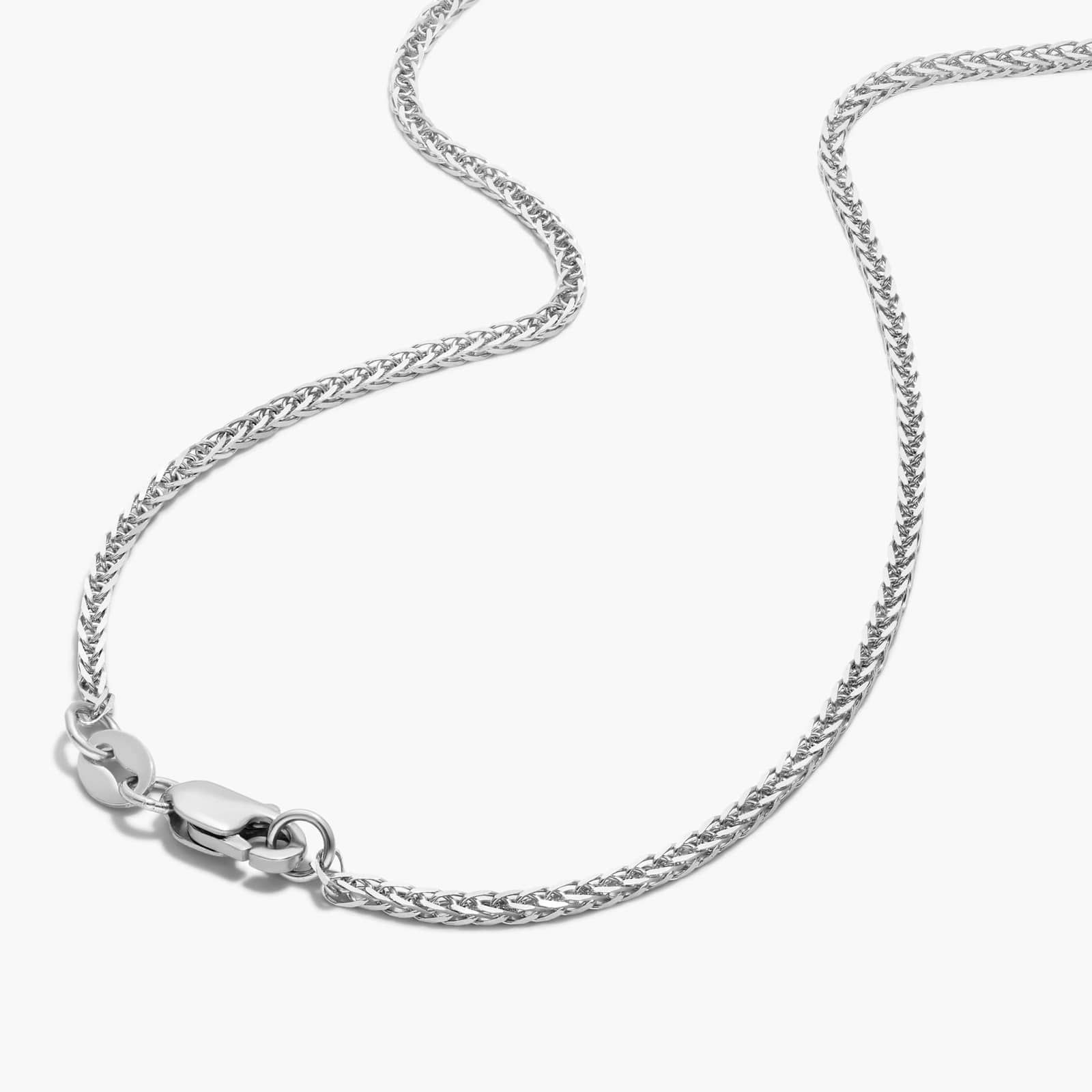 14K White Gold 1.8mm Wheat Chain Necklace - 18 inches