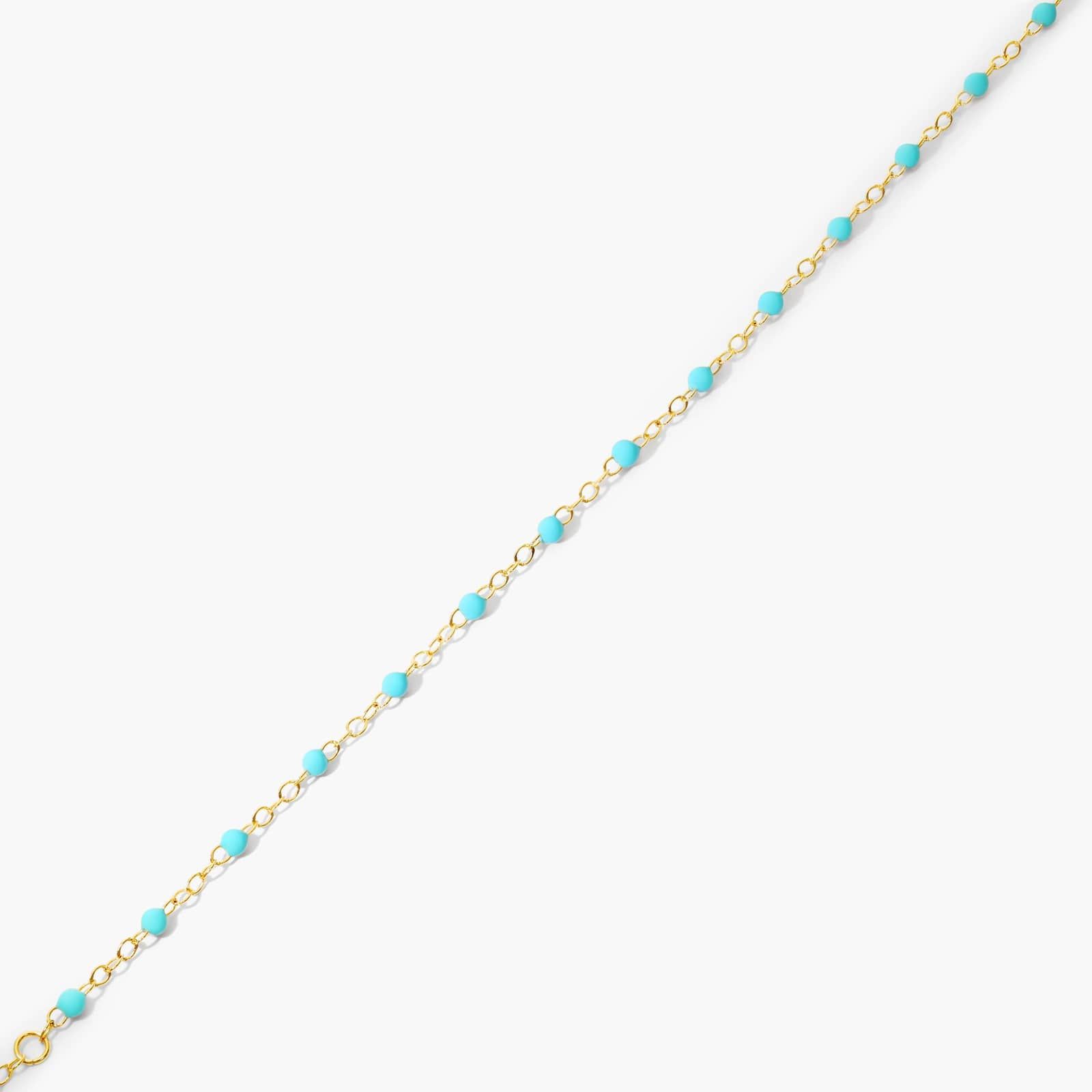 Turquoise Enamel Bead Bracelet In 14K Yellow Gold