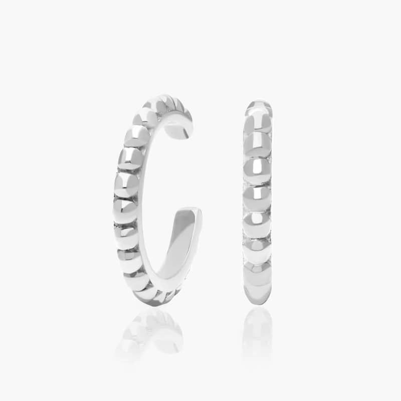 Beaded Ear Cuffs In 14K White Gold