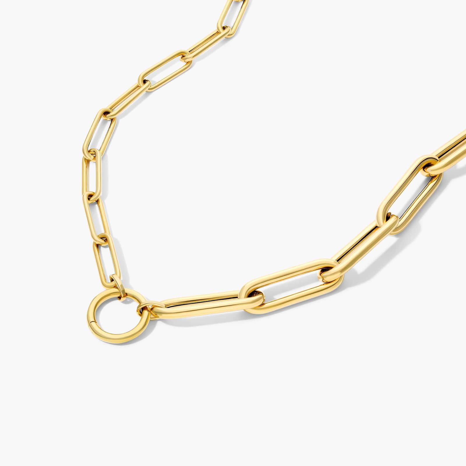 14K Yellow Gold Dual Paper Clip Chain Necklace