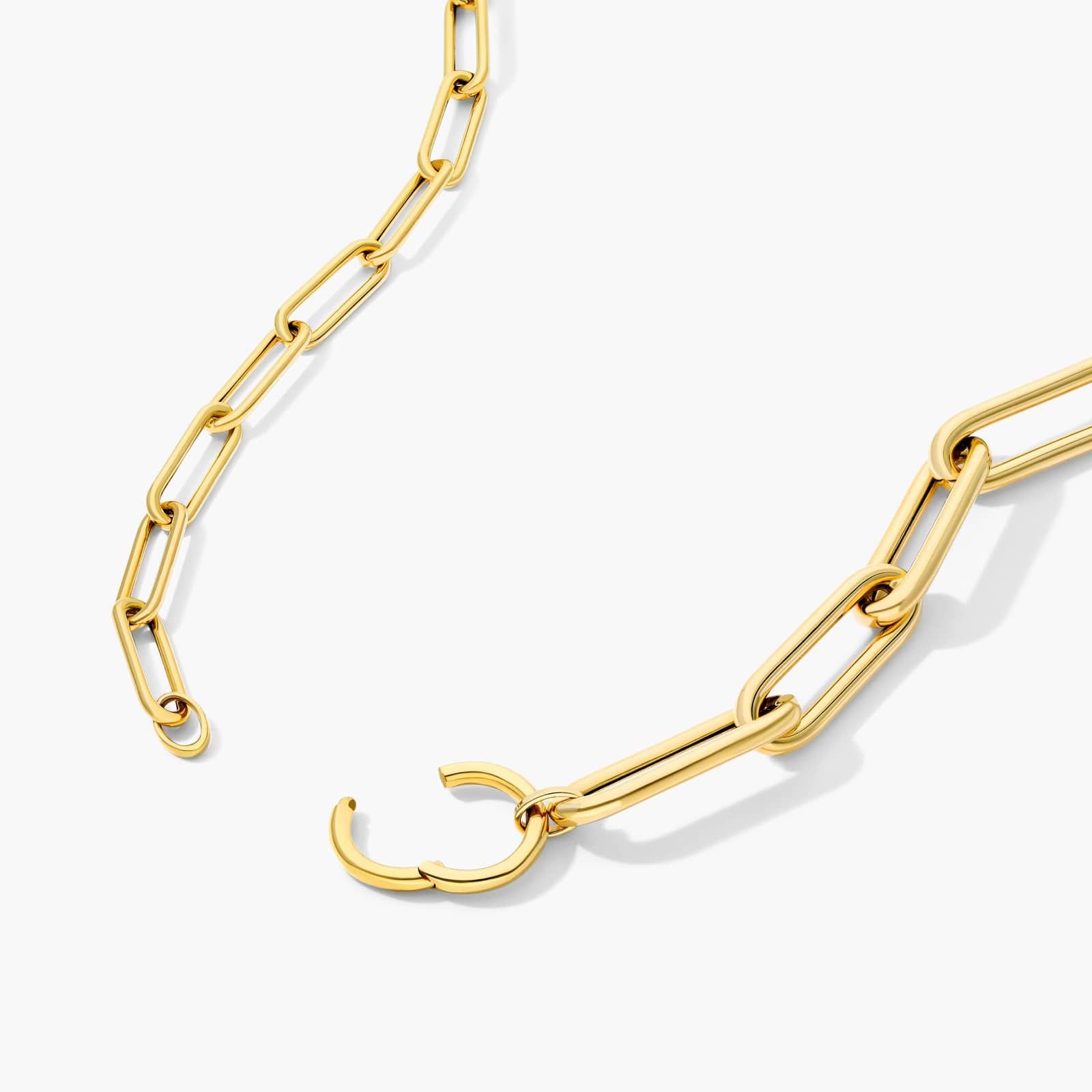 14K Yellow Gold Dual Paper Clip Chain Necklace