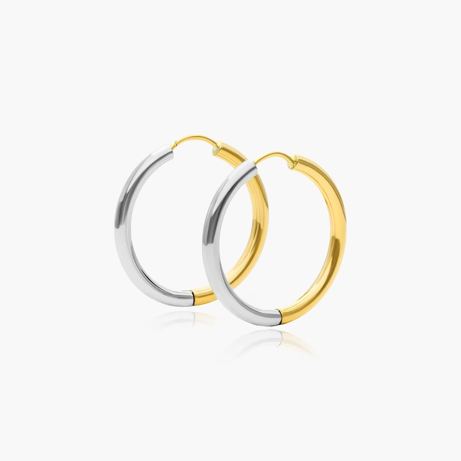 Reversible Hoop Earrings In 14K Yellow Gold