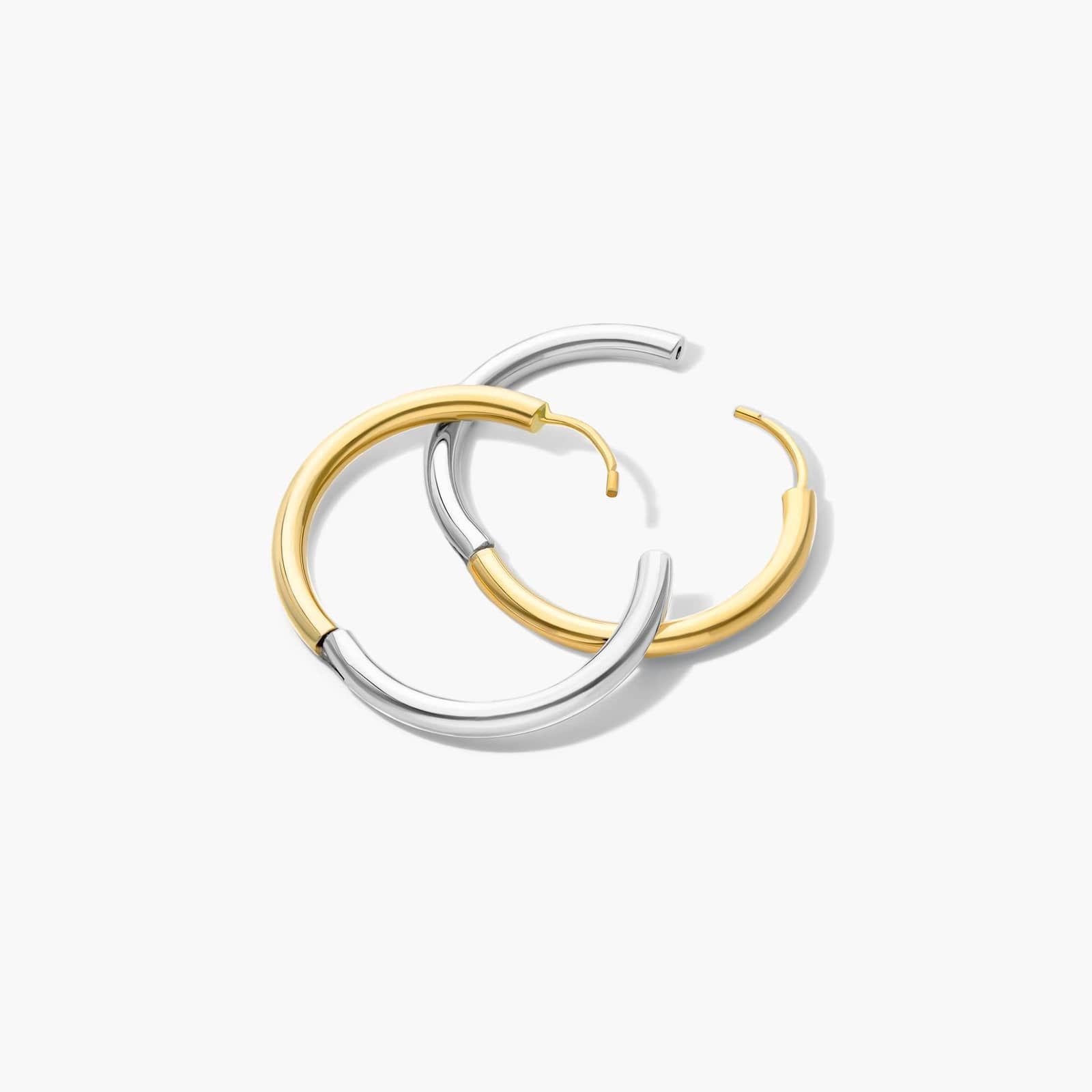 Reversible Hoop Earrings In 14K Yellow Gold