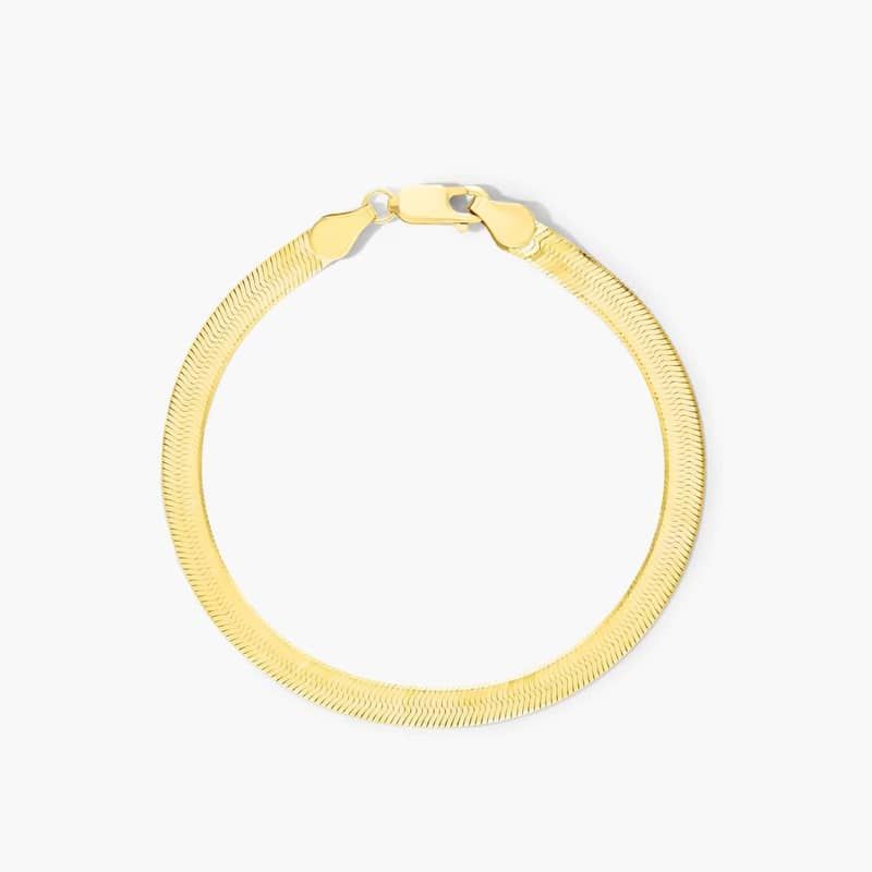 Herringbone Chain Bracelet In 14K Yellow Gold