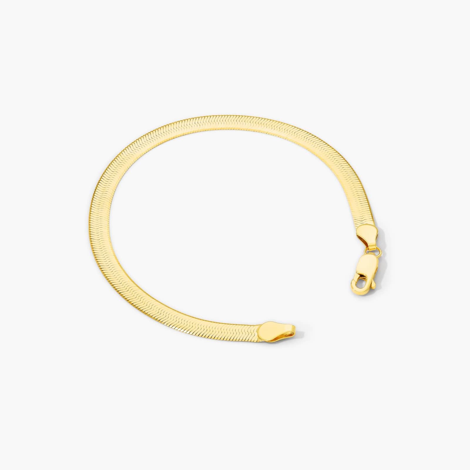 Herringbone Chain Bracelet In 14K Yellow Gold