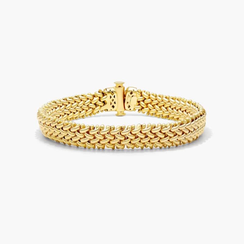 Fancy Double Braid Bracelet In 14K Yellow Gold