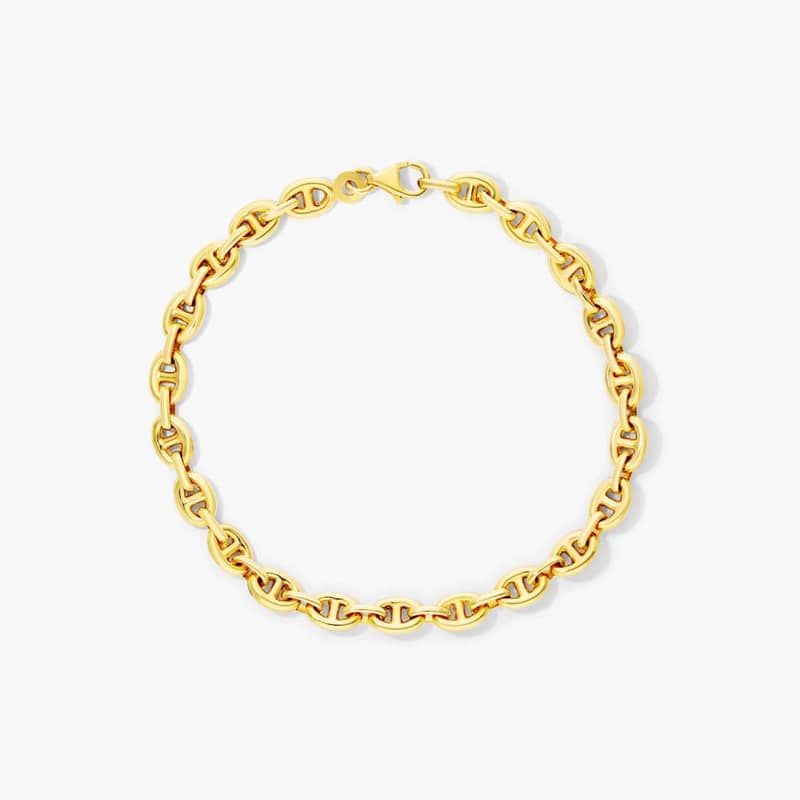 Light Puffed Mariner Chain Bracelet In 14K Yellow Gold